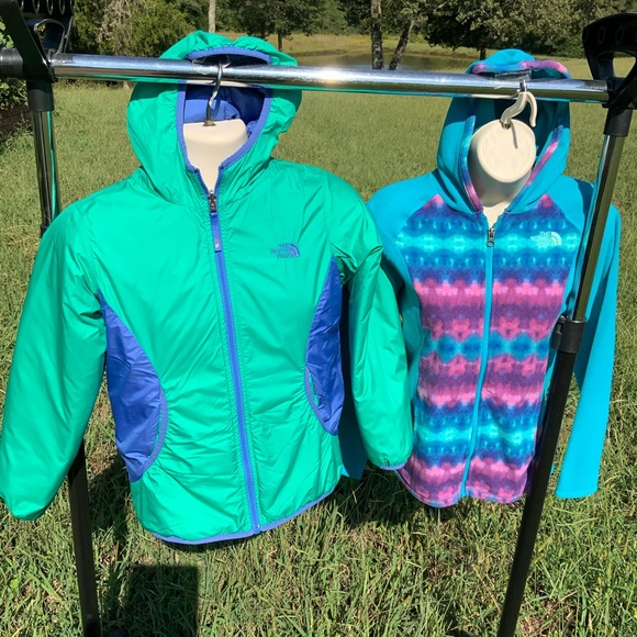 The North Face Reversible Hooded Jacket+ The North Face Hooded Fleece Girls L - Picture 1 of 13